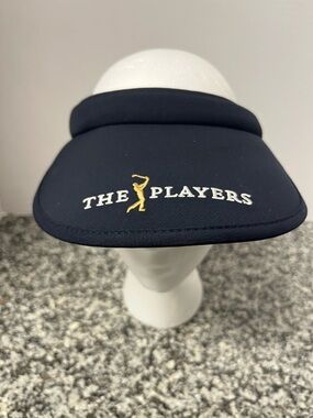 The Players Embroidered Golf Visor in Navy and Gold